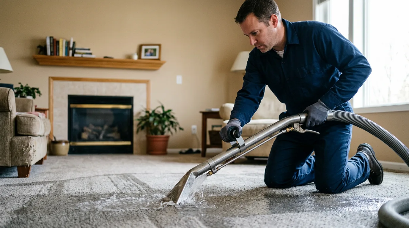 Water damage restoration technician working near Winn, MI
